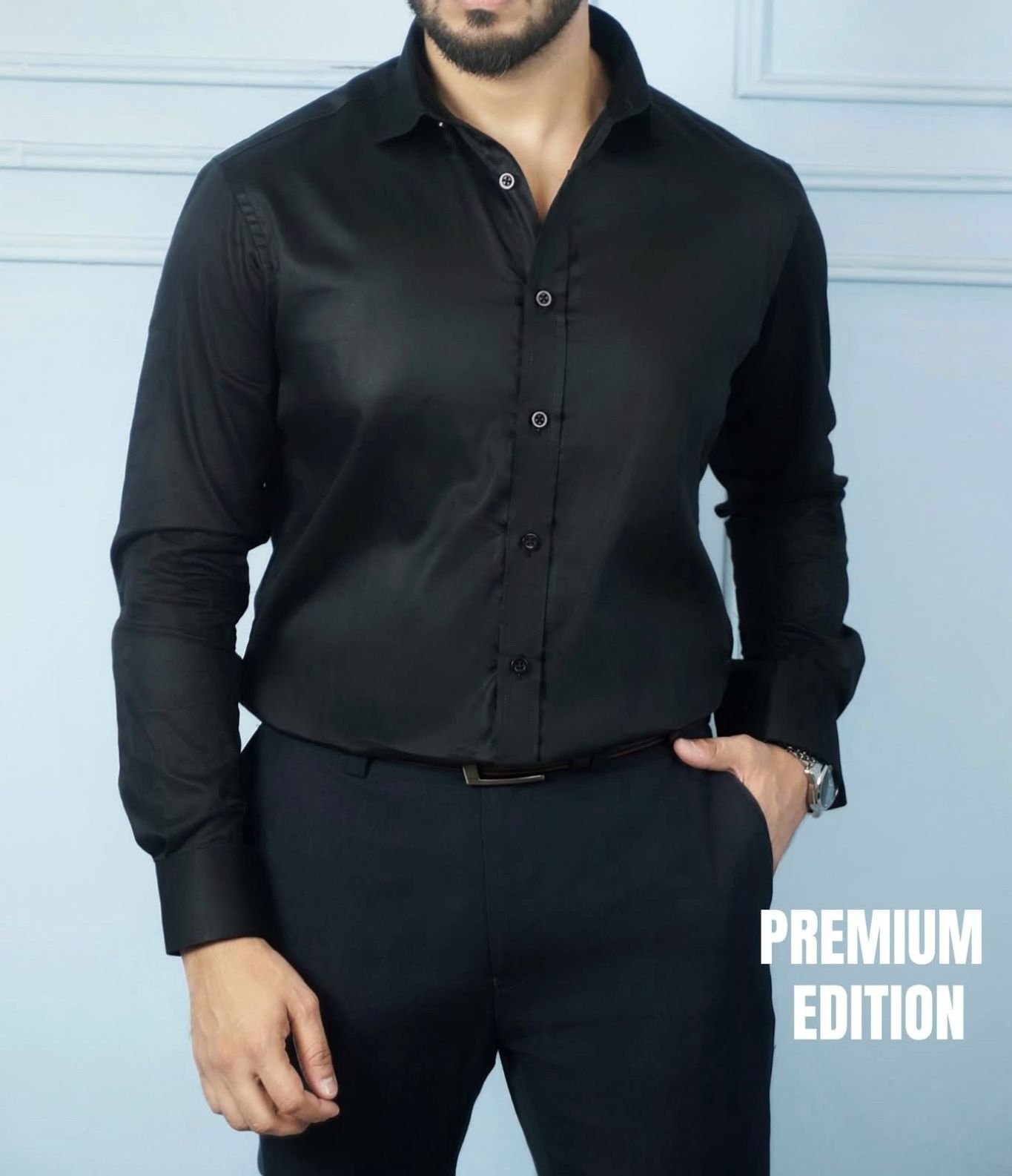 2 Men's Solid Full Sleeve Shirt – Black - Image 1