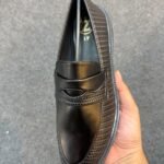 Men's Basketweave-Pattern Slip-On Loafers – Black