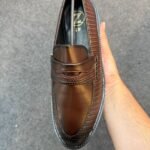 Men's Basketweave-Pattern Slip-On Loafers – Brown